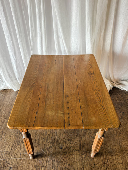 Late 19th Century Oversized Oak Side Table with Turned Legs, circa 1890