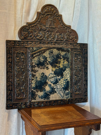 Metal Wall Mirror with Windmill Crest