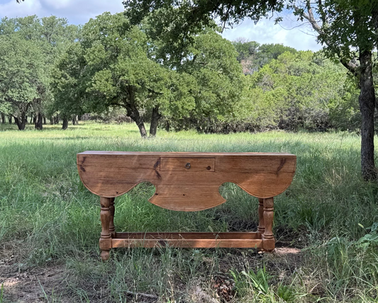 Rustic Carved Pine Console Table - early to mid 1900s