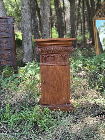 Oak Ionic Column Pedestal with Door