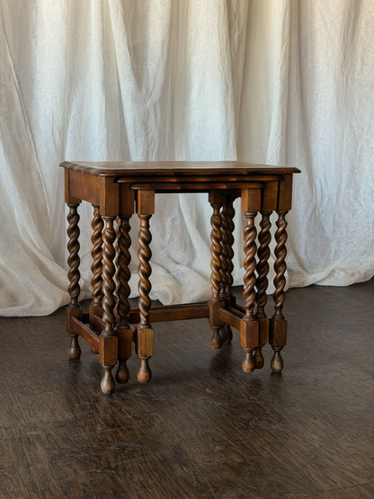 Set of Three Nesting Tables with Barley Twist Legs