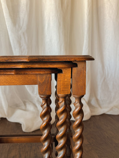 Set of Three Nesting Tables with Barley Twist Legs