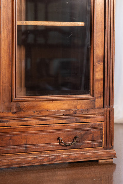 Henry II Style Antique French Beveled Glass Bibliotheque Showcase - 1800s