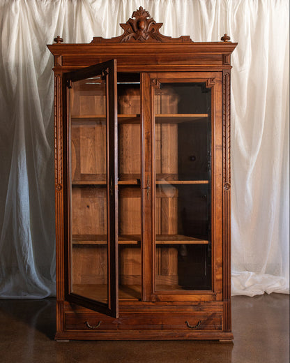 Henry II Style Antique French Beveled Glass Bibliotheque Showcase - 1800s