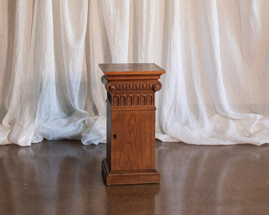 Oak Ionic Column Pedestal with Door