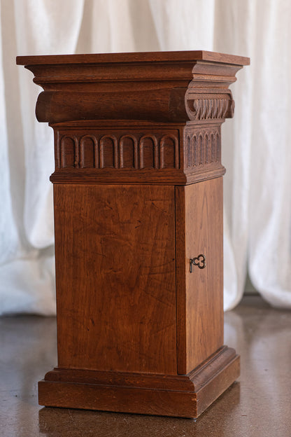 Oak Ionic Column Pedestal with Door