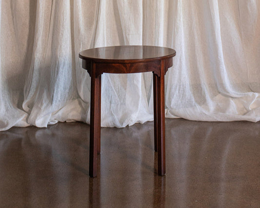 Round Burl Mahogany Table with Inlay Top