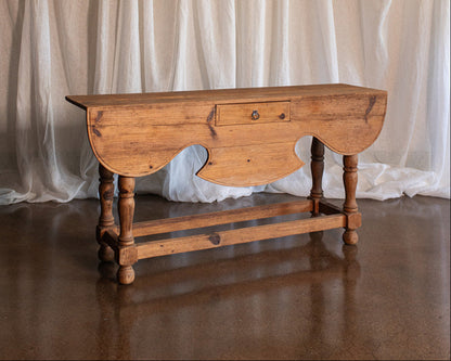 Rustic Carved Pine Console Table - early to mid 1900s