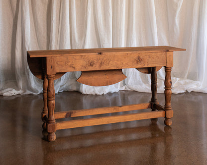 Rustic Carved Pine Console Table - early to mid 1900s