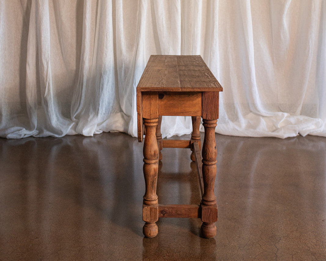 Rustic Carved Pine Console Table - early to mid 1900s