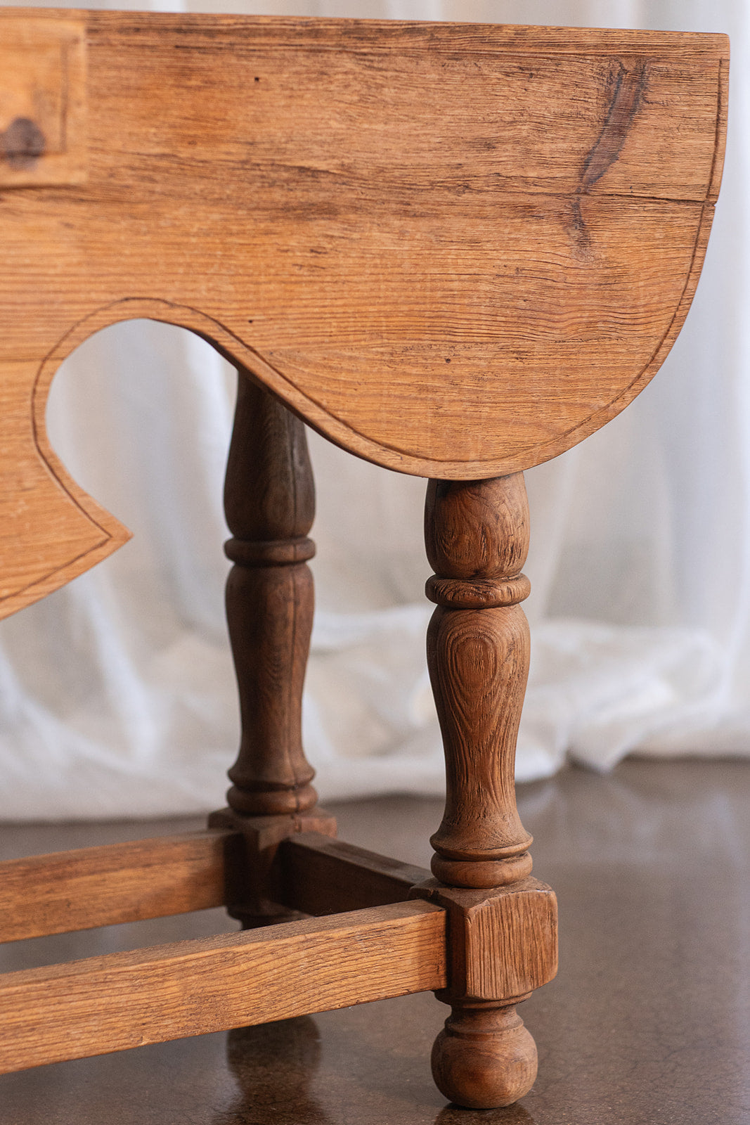 Rustic Carved Pine Console Table - early to mid 1900s
