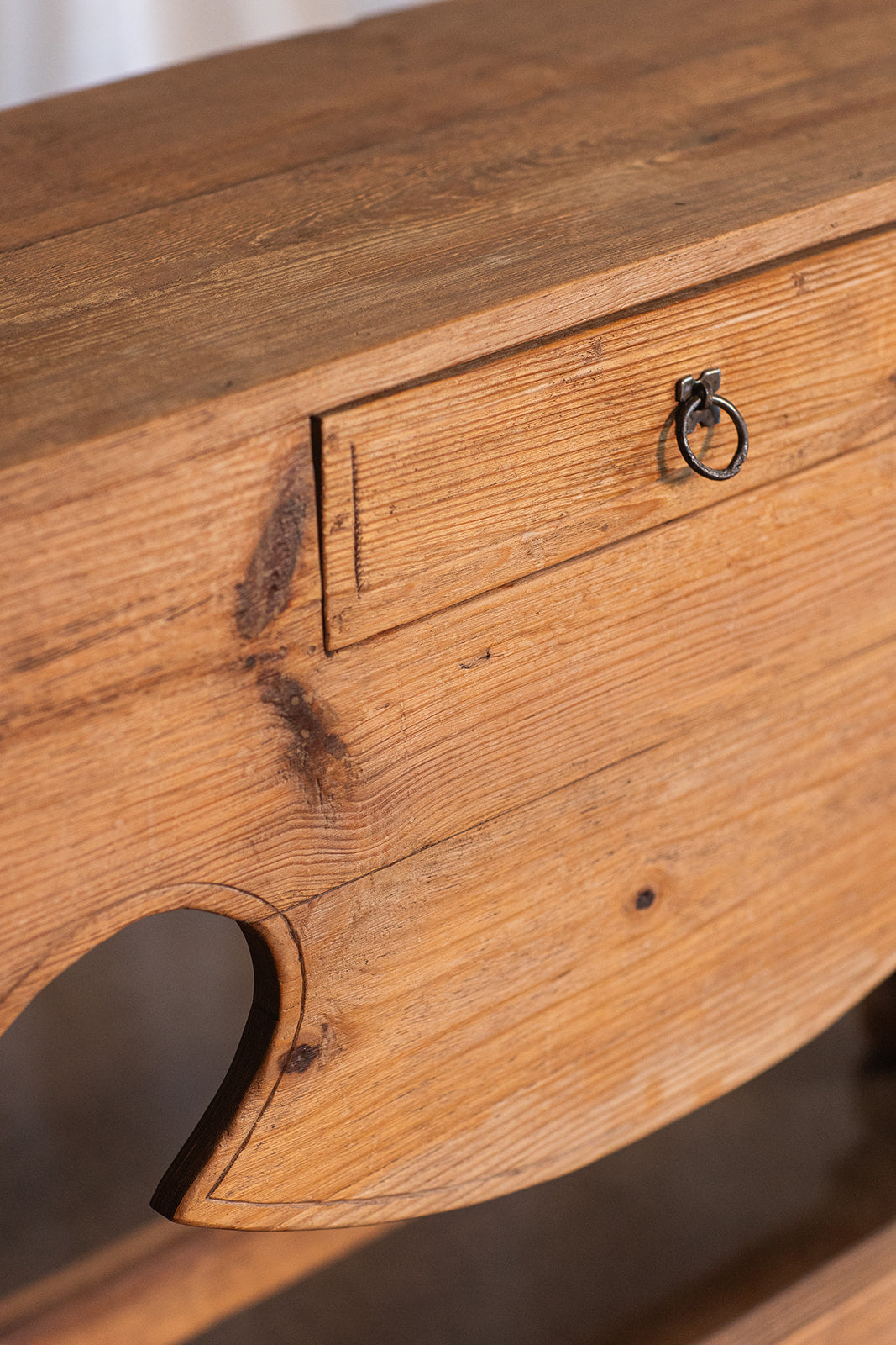 Rustic Carved Pine Console Table - early to mid 1900s