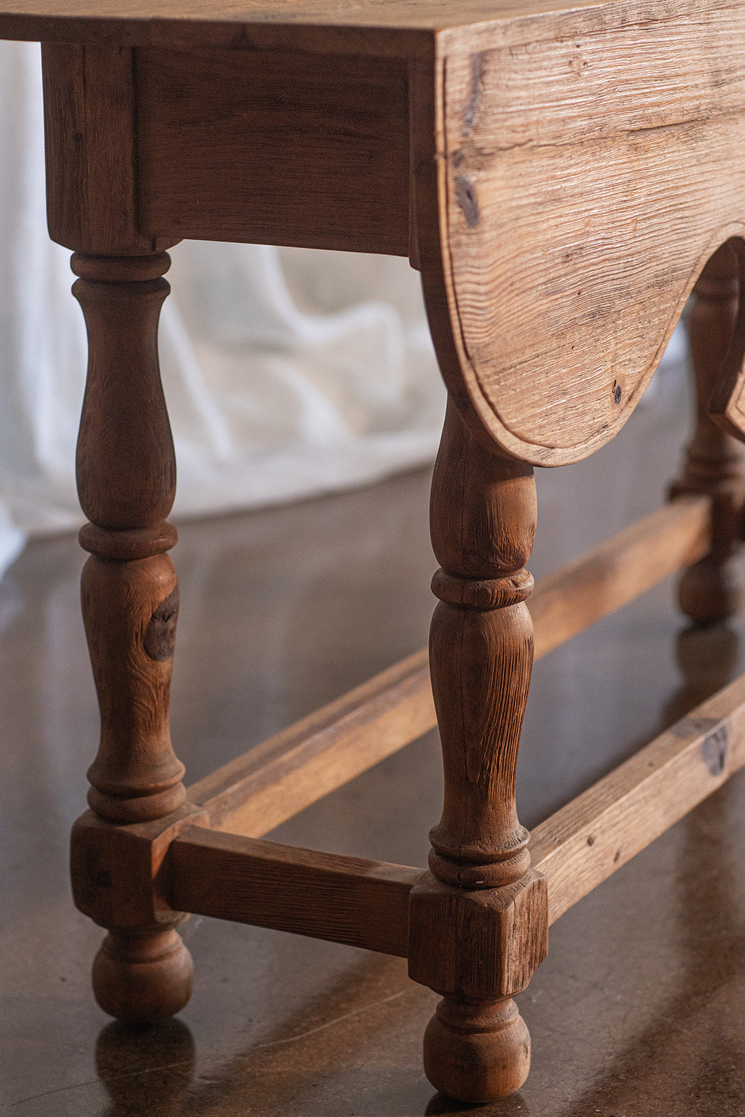 Rustic Carved Pine Console Table - early to mid 1900s