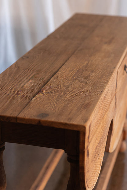 Rustic Carved Pine Console Table - early to mid 1900s