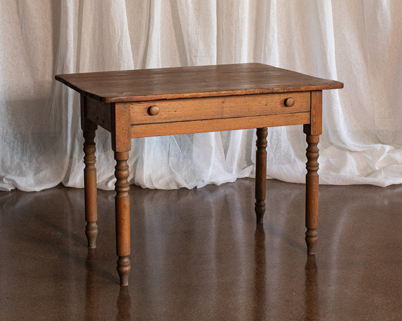 Pine Desk with Drop Leaf Side and Drawer
