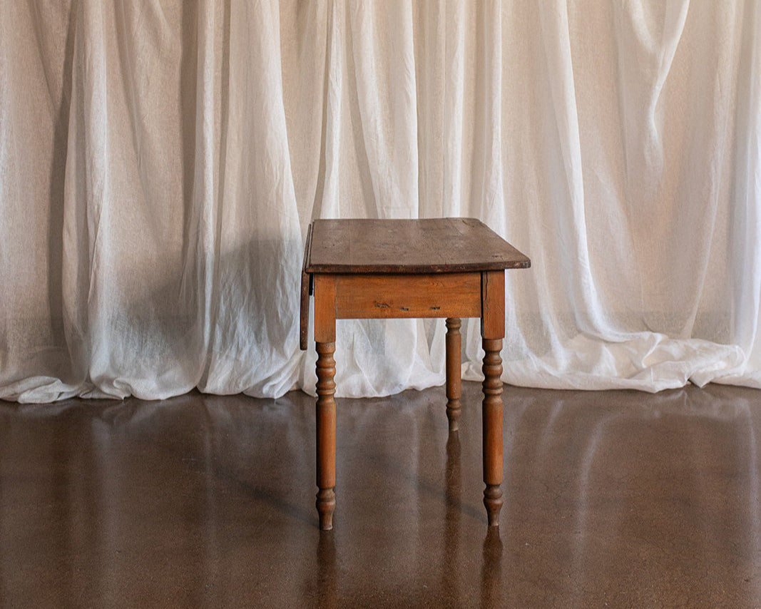Pine Desk with Drop Leaf Side and Drawer