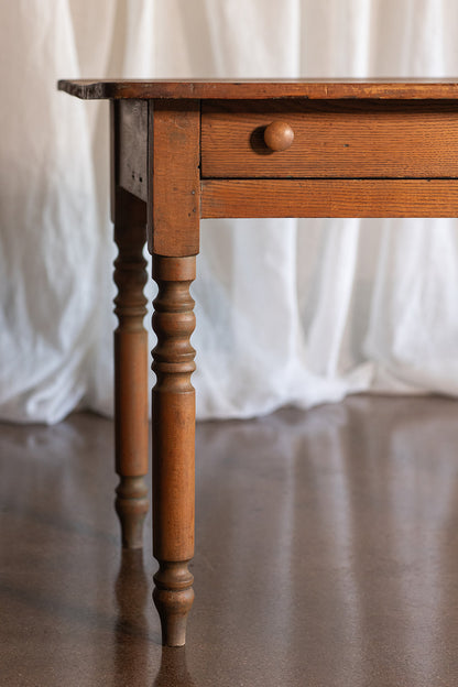 Pine Desk with Drop Leaf Side and Drawer