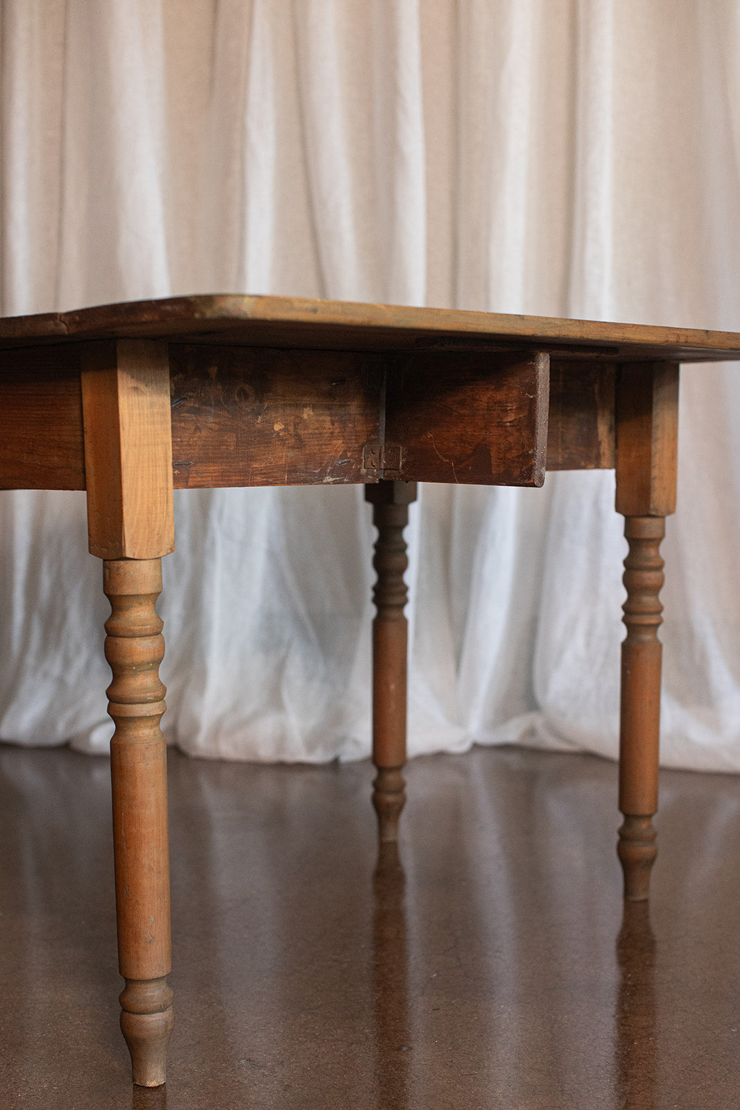 Pine Desk with Drop Leaf Side and Drawer