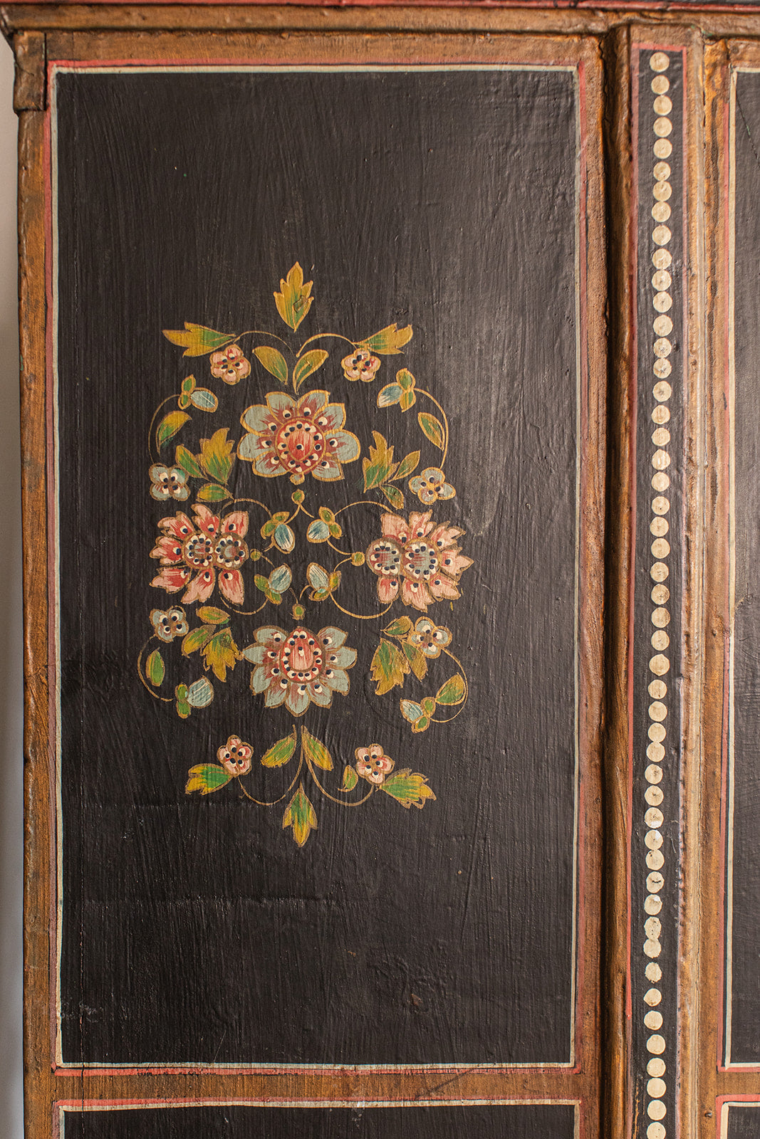Vintage 1940s Hand Painted Lacquer Chinese Amoire Cabinet