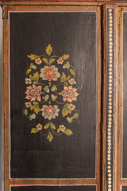 Vintage 1940s Hand Painted Lacquer Chinese Amoire Cabinet