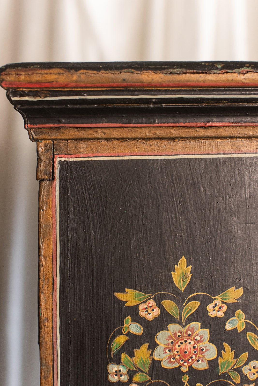 Vintage 1940s Hand Painted Lacquer Chinese Amoire Cabinet