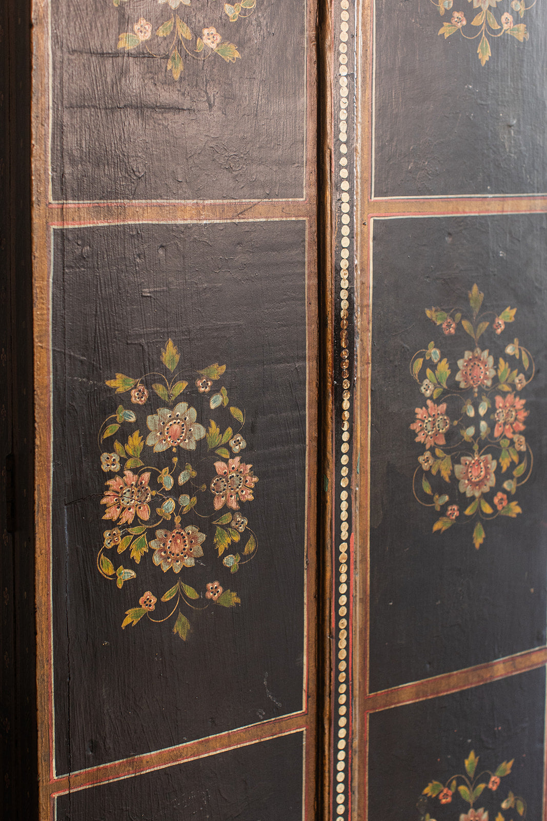 Vintage 1940s Hand Painted Lacquer Chinese Amoire Cabinet