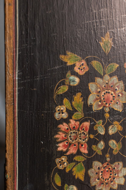 Vintage 1940s Hand Painted Lacquer Chinese Amoire Cabinet