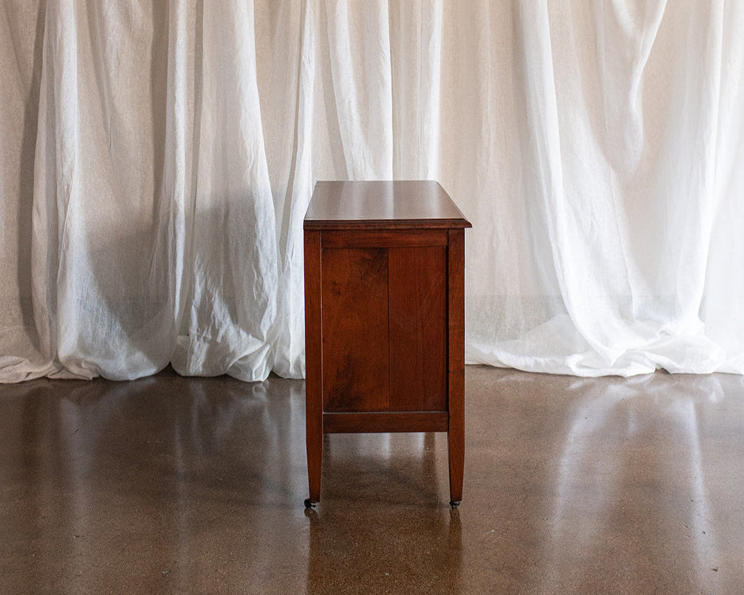19th Century Four Drawer Burl Wood Chest on Casters
