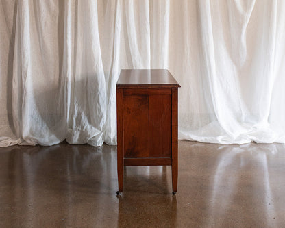 19th Century Four Drawer Burl Wood Chest on Casters