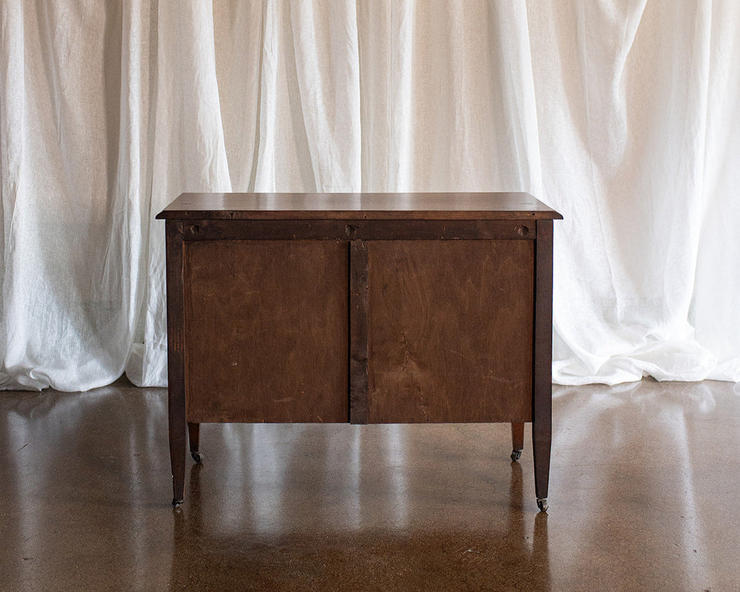 19th Century Four Drawer Burl Wood Chest on Casters