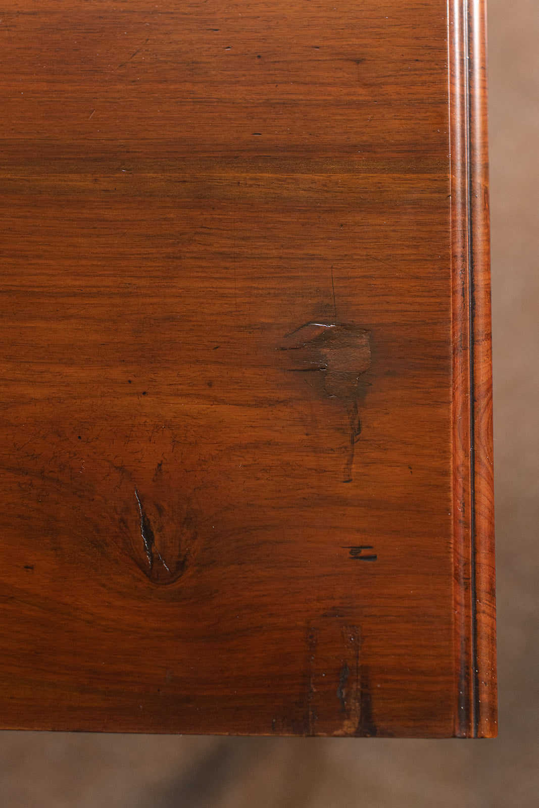 19th Century Four Drawer Burl Wood Chest on Casters