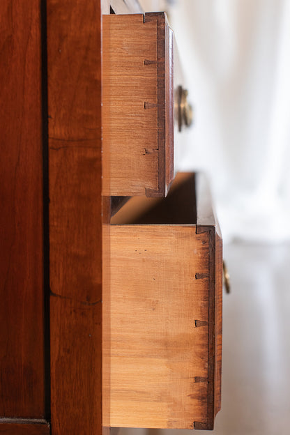19th Century Four Drawer Burl Wood Chest on Casters