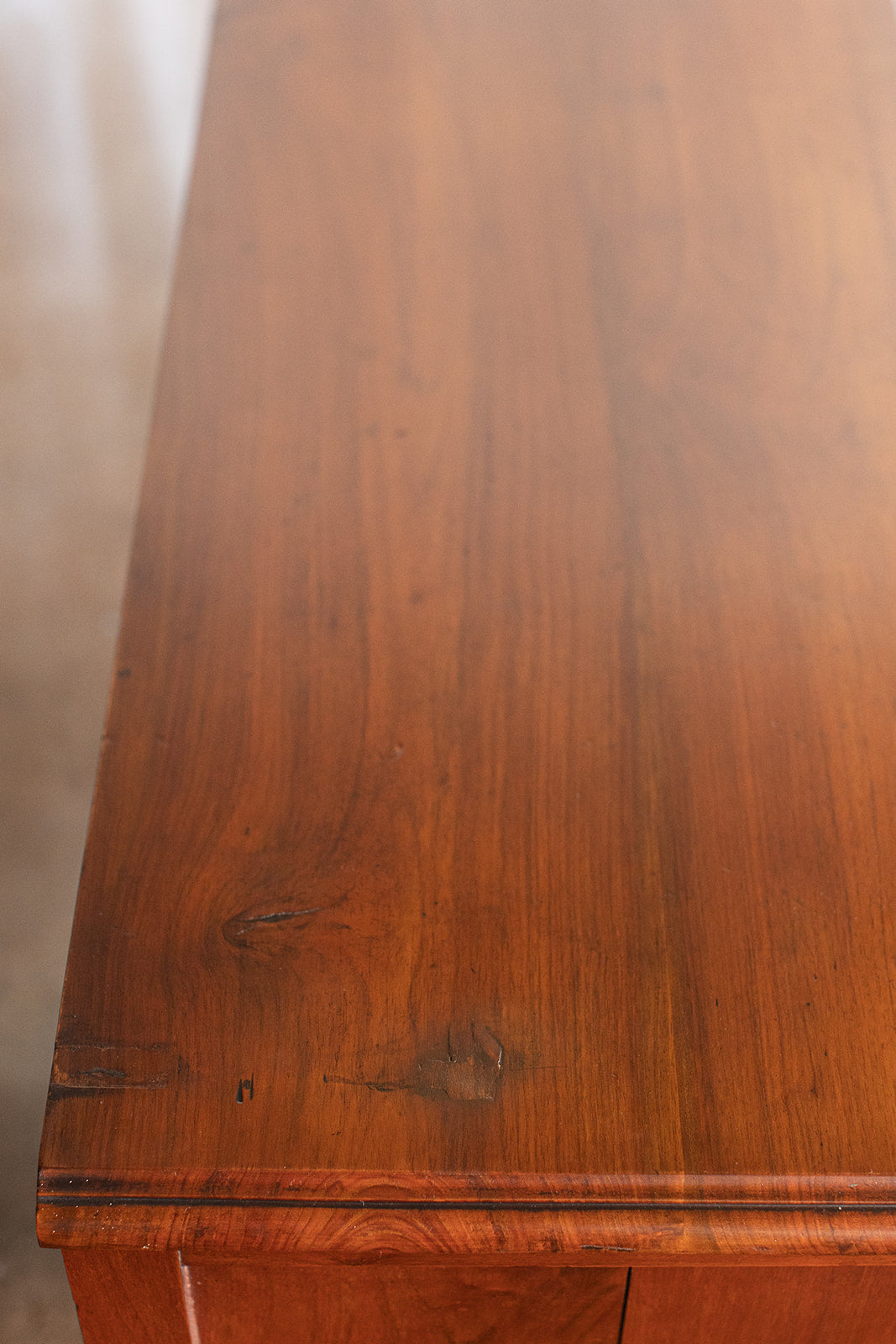 19th Century Four Drawer Burl Wood Chest on Casters