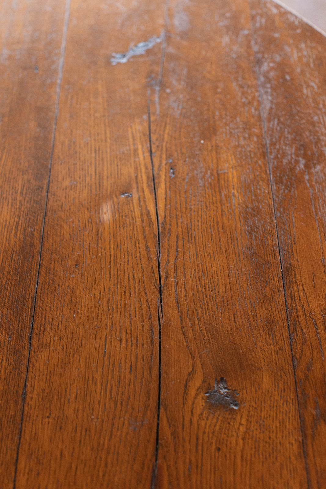 Grandpa's 48" Round Oak Top Table on Casters