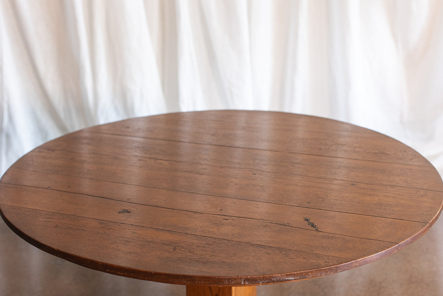 Grandpa's 48" Round Oak Top Table on Casters