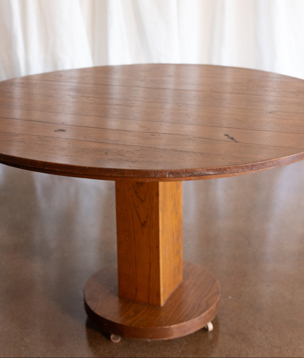 Grandpa's 48" Round Oak Top Table on Casters