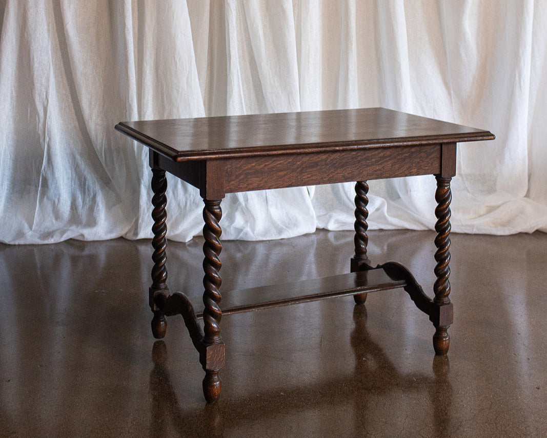 Tiger Oak Barley Twist Library Table/Desk - circa 1900