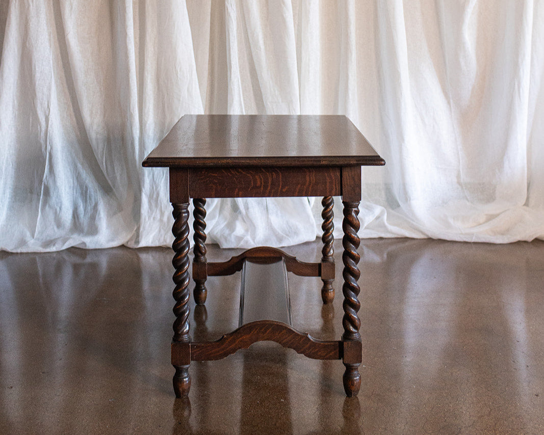 Tiger Oak Barley Twist Library Table/Desk - circa 1900