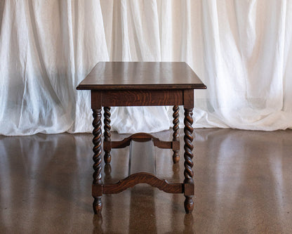 Tiger Oak Barley Twist Library Table/Desk - circa 1900