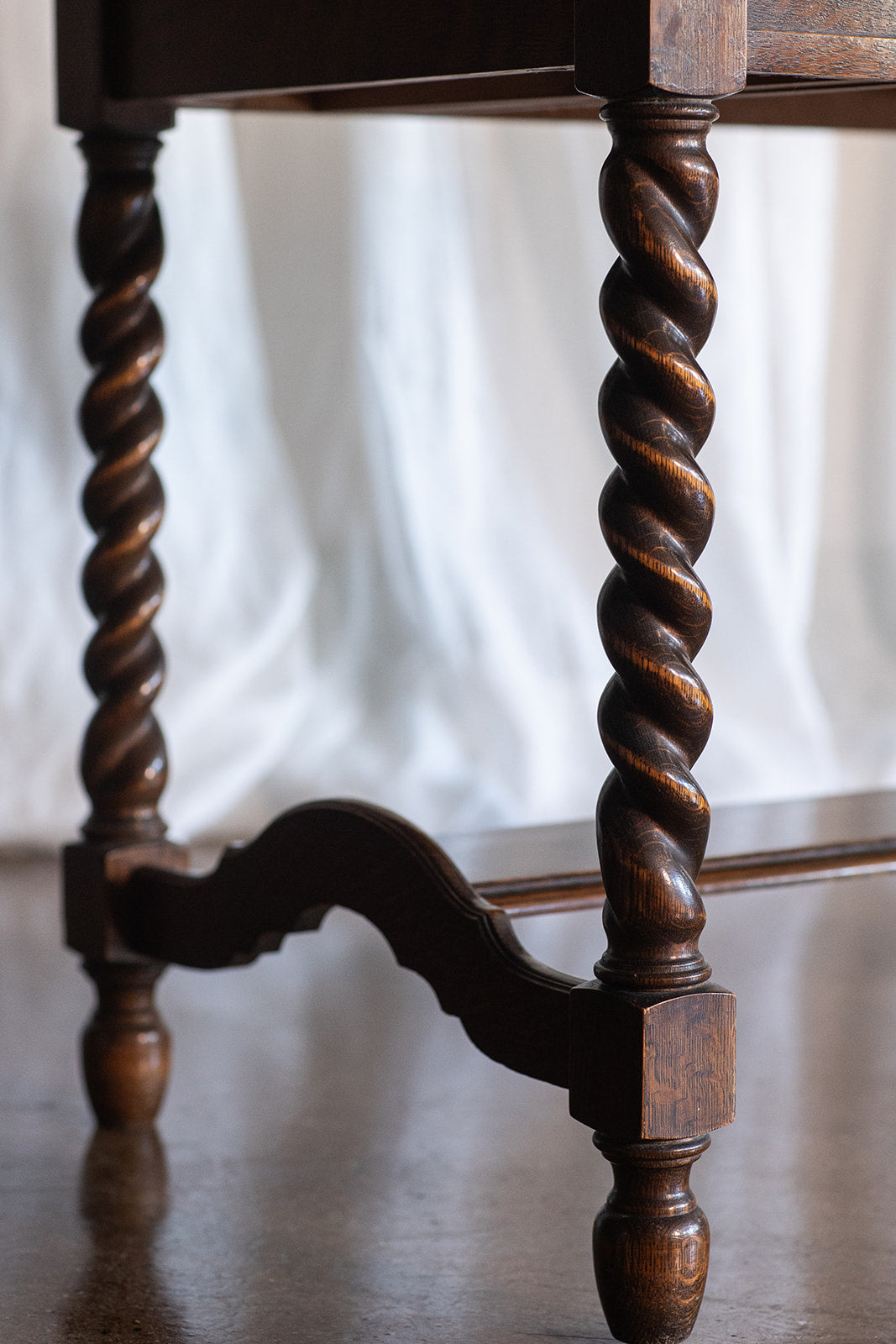 Tiger Oak Barley Twist Library Table/Desk - circa 1900