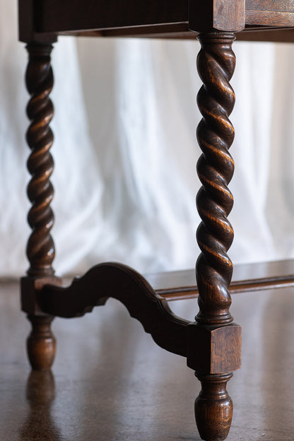 Tiger Oak Barley Twist Library Table/Desk - circa 1900