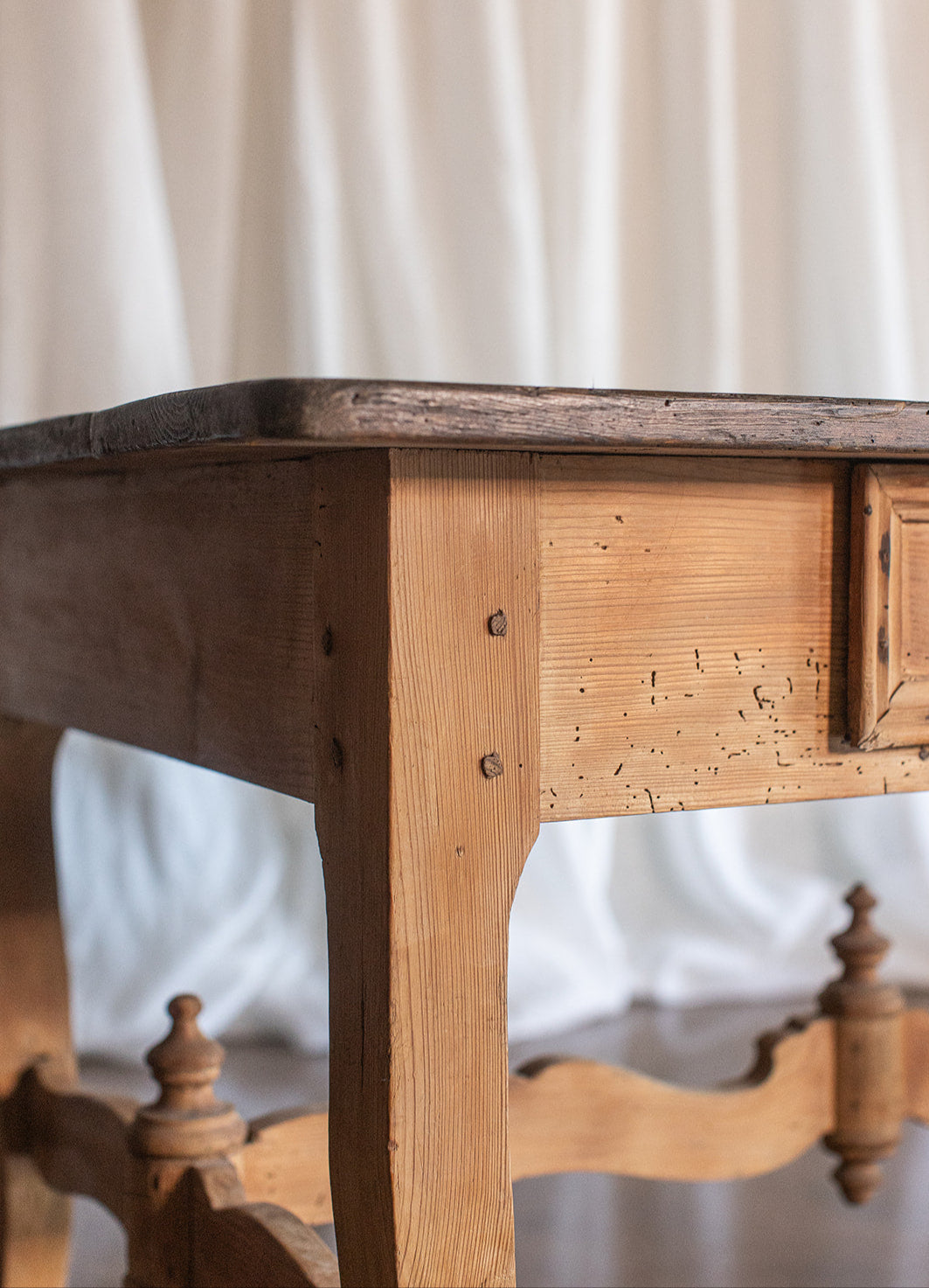 Large English Pine Desk - Wood Peg Construction - Late 1800s