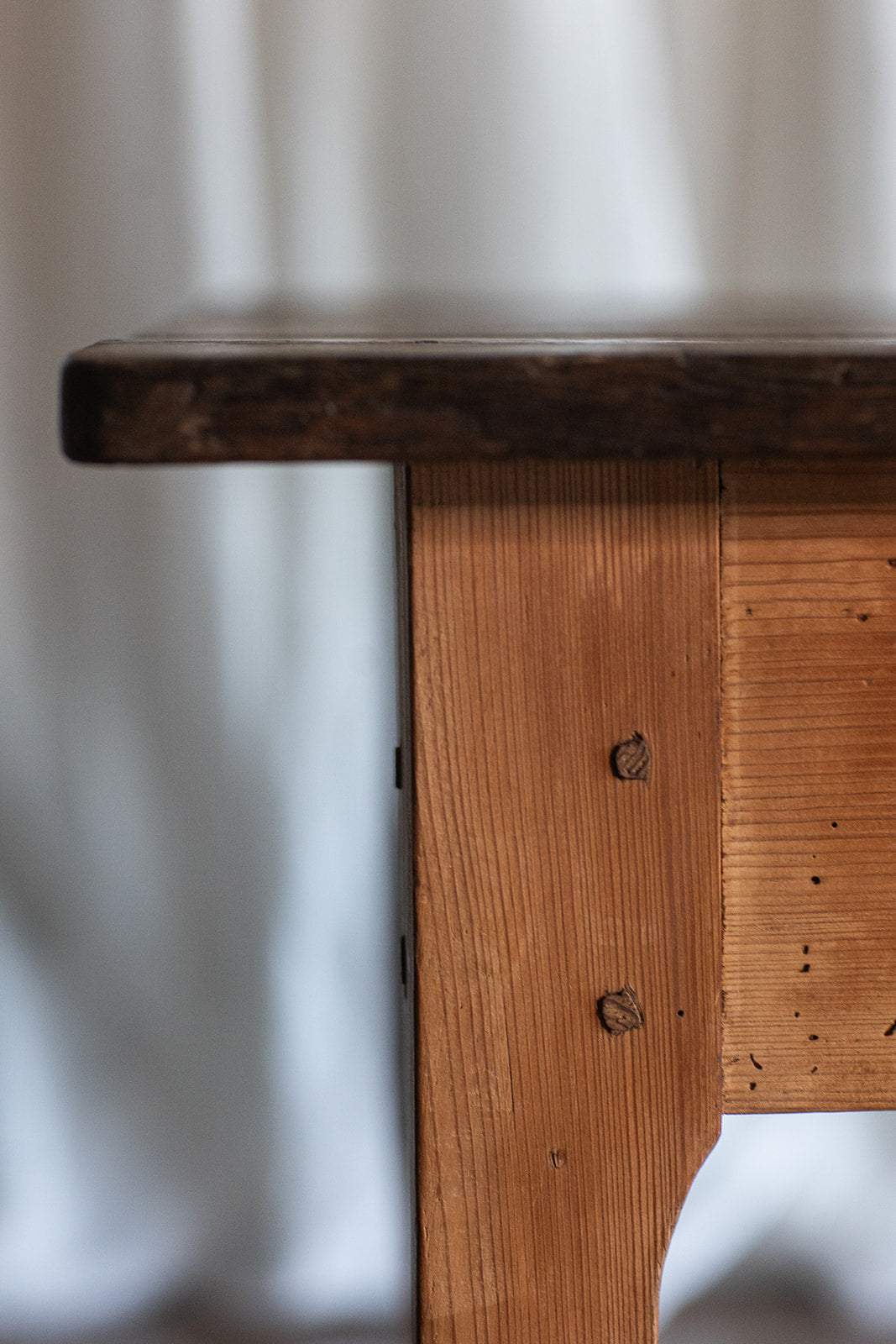 Large English Pine Desk - Wood Peg Construction - Late 1800s