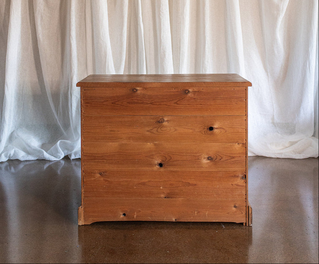 Vintage Four Drawer Pine Chest with Scallop Detail Base - Early 1900s