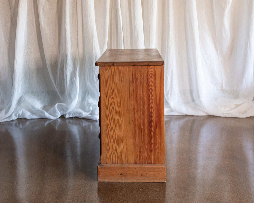 Vintage Four Drawer Pine Chest with Scallop Detail Base - Early 1900s