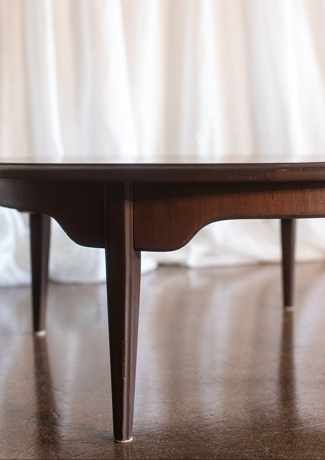 Solid Wood Mid Century Round Cocktail Table