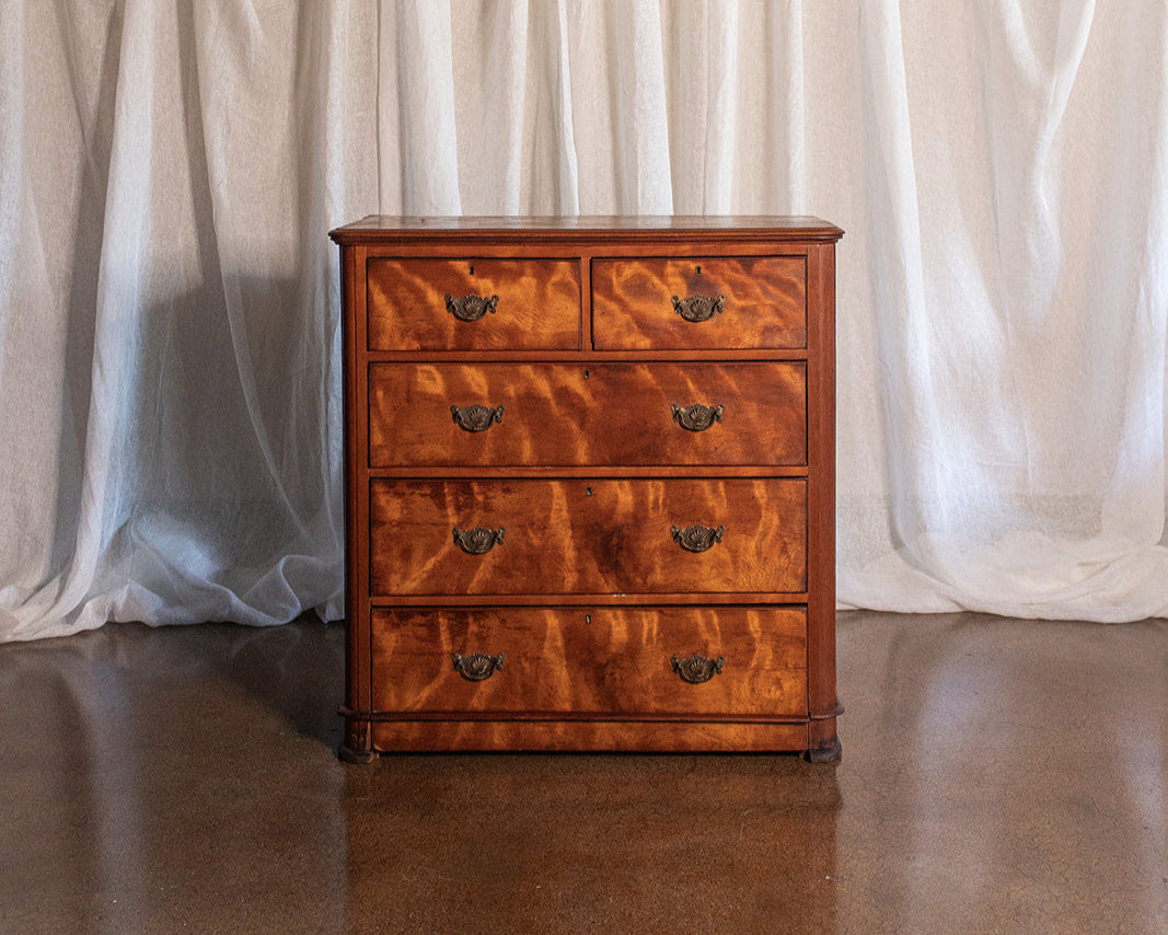 Burled Wood Five Drawer Chest - circa 1850