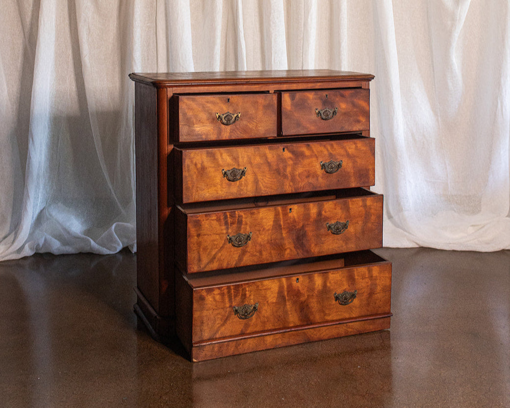 Burled Wood Five Drawer Chest - circa 1850