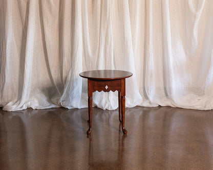 Carved Skirt 24" Round Solid Wood Vintage Table