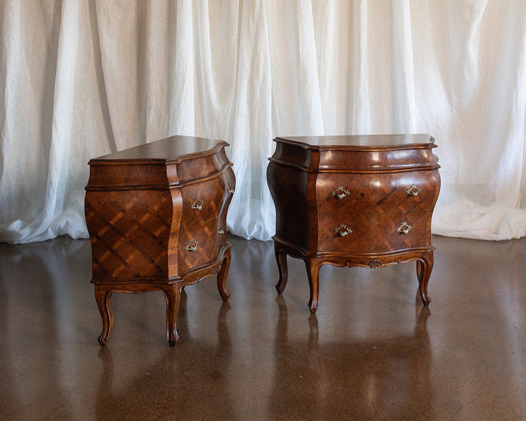 Pair of Mid 20th Century Inlaid Commode Night Stands